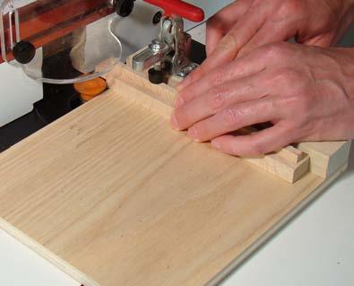 Position the muntins in the sled and cope the tenon