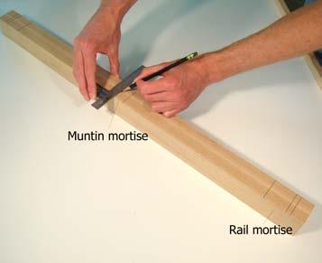 Lay out the mortises for the rails. Remember that the stile is 1-in. longer than its finished length.