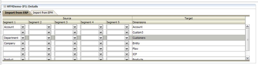 Create an ERPi Import Formats Provide the segment relationship between the segments and the target