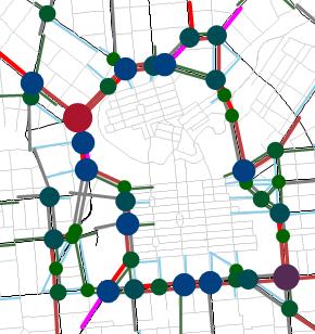 Mapping the capacity and performance of the arterial road network in Adelaide Figure 2. Traffic flow patterns (a) Intersection approach volumes (b) Network traffic flow patterns 2.