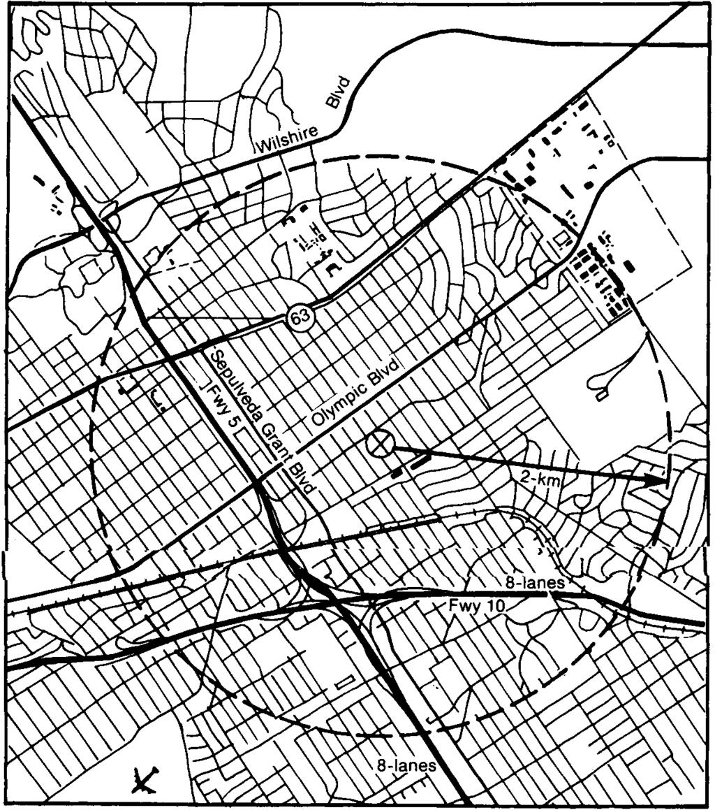 INTRODUCTION TO CELLULAR SYSTEMS 43 FIGURE 2.12 To establish the traffic capacity from a geographic map (west Los Angeles).