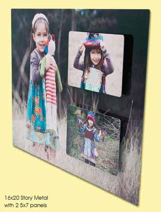 Mount up to four prints on top of another print, creating an extraordinary and innovative showcase for your images. Top prints are mounted 1/ 2 inch above bottom print. Rounded corners.