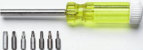 3 J61230 1/4" 7/16" 7/16" 10" 0.37 J61232 1/4" 7/16" 7/16" 12" 0.46 BIT HOLDERS MAGNETIC - 1/4" HEX Knurled tip to lock bit in place.