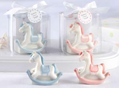 Rock-a-Bye Carousel Ceramic Rocking Horse Tealight Holder (Pink or Blue) (Set of 4) Sweet, ceramic tealight holder with rocking horse design is