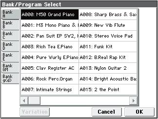 All MIDI data in Prog P0: Play is transmitted and received on the global MIDI channel MIDI Channel (Global 1 1a).