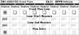 SEQ P0 1: Play/REC 0 1 7: Tone Adjust Example) When Play Intro is checked 0 1 7: Tone Adjust 0 1 7a 0 1 7b 0 1 7 Menu Track 1 will loop as follows.