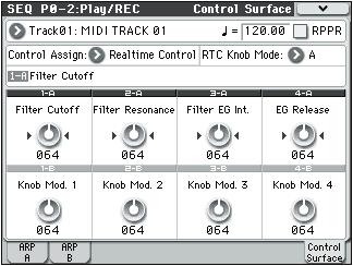 Sequencer mode Realtime Control 0 2 8a 0 2 8b 0 2 8 Menu CC scaling of parameters 99 Parameter Value As Programmed 0 2 8c 00 0 64 127 CC Value Realtime Control lets you use the four knobs to edit the