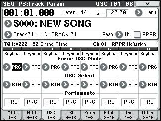 Sequencer mode 3 1(2): Menu Command 0: Memory Status p.191 1: Exclusive Solo p.73 2: Rename Song p.191 3: Delete Song p.191 4: Copy From Song p.191 5: Load Template Song p.