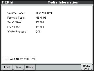 Media: File 0 8: Media Information 0 8: Media Information 0 8a 0 1a The MEDIA screen shows information about the media. 0 8a: Media Information Volume Label: The volume label of the media.