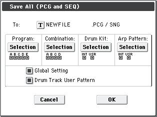 Media: Menu Command Save All (PCG & SEQ) 0 2: Save Menu Command Cautions regarding Save When saving combinations with Save All (PCG & SEQ), Save PCG, or Save SEQ, you should also try to save the