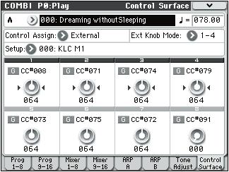 COMBI P0: Play External External 0 8a 0 8b 0 8d 0 8 Menu 0 8d: External MIDI Channel [01 16, G] This read-only parameter shows the MIDI Channel for the knob.