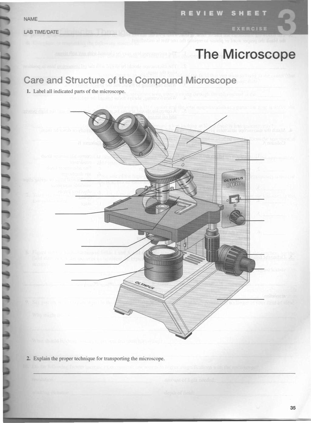 ~E LAB TIMEIDATE The Microscope Care and Structure of the Compound Microscope 1.