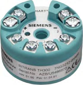 Siemens AG 015 Overview SITANS TH00 two-wire system, universal, HAT Application SITANS TH00 transmitters can be used in all industrial sectors.
