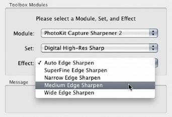 Selecting Medium Edge Sharpen from the Effect menu.