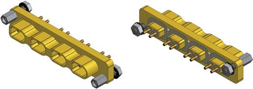 HIGH SPEED E-19 AXOMACH panel mount connectors Materials: Mechanical: - Body: 2.
