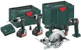 Cordless Combo Sets Cordless Combo Sets Clever combination of battery pack power Metabo offers you mobile system solutions with product combinations customised for target groups from the wide range