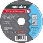Metabo quality classes at a glance»flexiarapid Super«Inox HydroResist the super-thin high performance cutting disc Specially developed for all rust and acid-free steels such as V2A, Nirosta and INOX