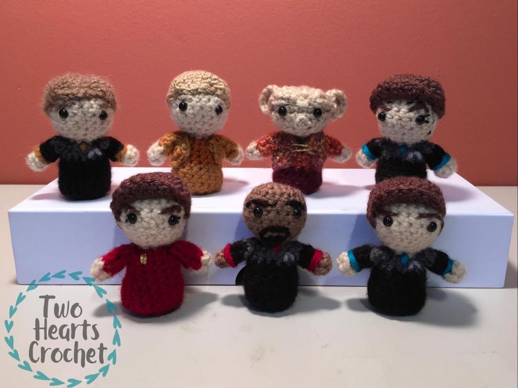 Featuring the following characters: Sisko Kira Odo Bashir Jadzia Dax O Brien Quark Pattern Designs by Alex Mikkelborg, Two Hearts Crochet Follow us for more geeky goodness! www.twoheartscrochet.
