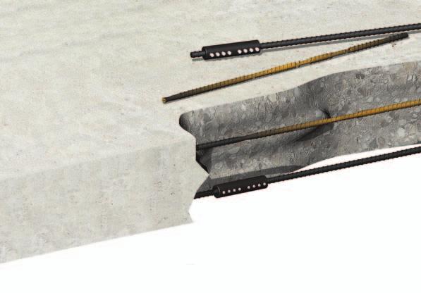 Reinforcing Bar Couplers REPAIR AND REMEDIAL WORK For applications involving replacement of corroded or damaged bars, the replacement bar is cut approximately 5mm shorter to allow clearance for