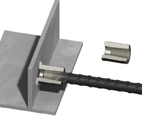 Reinforcing Bar Couplers TAPERED THREAD WELDABLE COUPLERS Ancon Tapered Thread Weldable couplers provide a convenient means of connecting reinforcing bars to structural steel plates or sections.