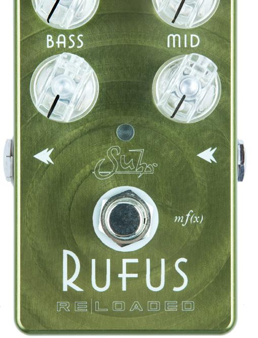 Rufus Reloaded features an easy to tweak control layout which includes: Fuzz, Level, Bass and Mid rotary controls along with a three position Treble switch.
