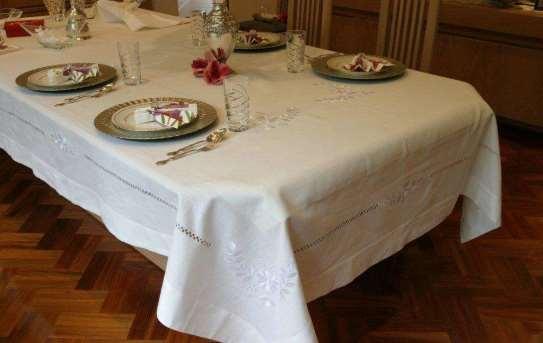 MARGARITE BLANCO COL WH/WH-poly/linen Enjoy a timeless embroidered classic and elegance with European style dining table linen.