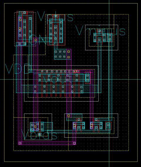 1.2 1.0 Vdd_die 11.8µ Voltage (V) 0.8 0.6 0.4 level shifter outputs To Vdd_decap To Vss_decap 14.1µ Figure 7. Layout of the opamp with drive strength of 5pF. approximately 8%.