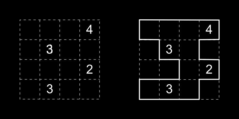 6 Corral (Rule explanation by Palmer Mebane) Corral is a puzzle originally from nikoli.