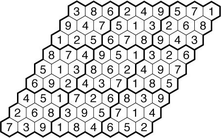 Hexagon Sudoku Follow Sudoku Rules.