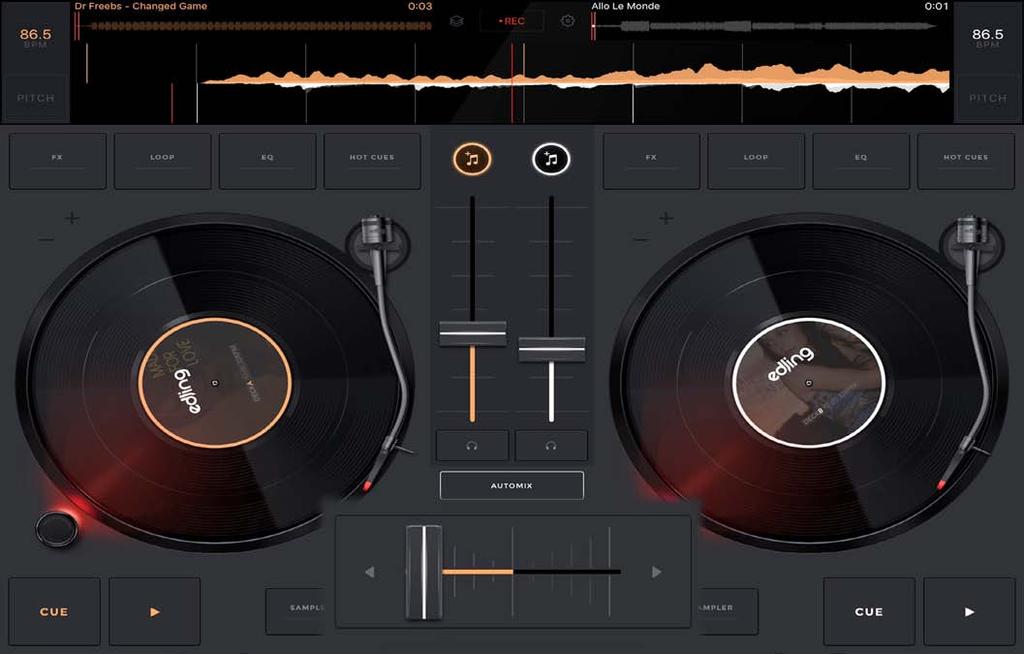 Managing the Automix Activating the Automix With the Automix feature, edjing Mix enables you to automatically play your sets. First step : click on the Automix button.