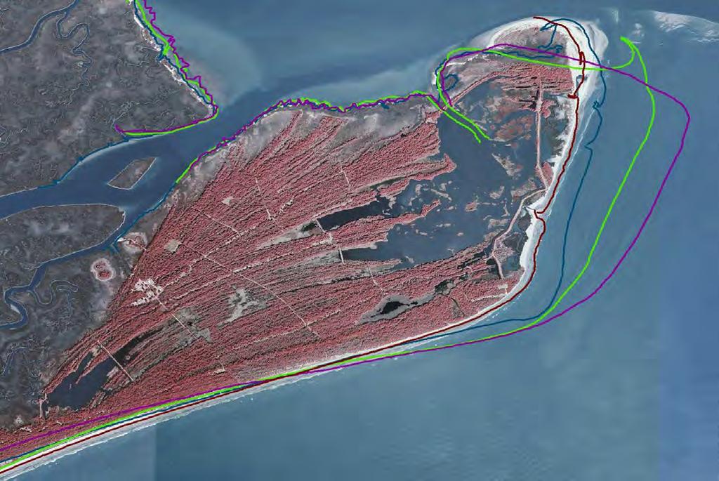 Bulls Island Historic Shorelines Compared to today s shoreline: 1852: 2,950 ft 1920: