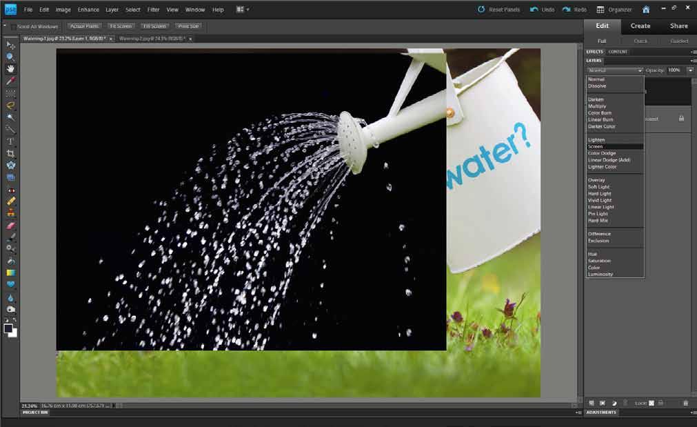 The head of the watering can needs to be the sharpest point and the same in both shots, so frame up with your active AF point over this, half-press the shutter to lock on and