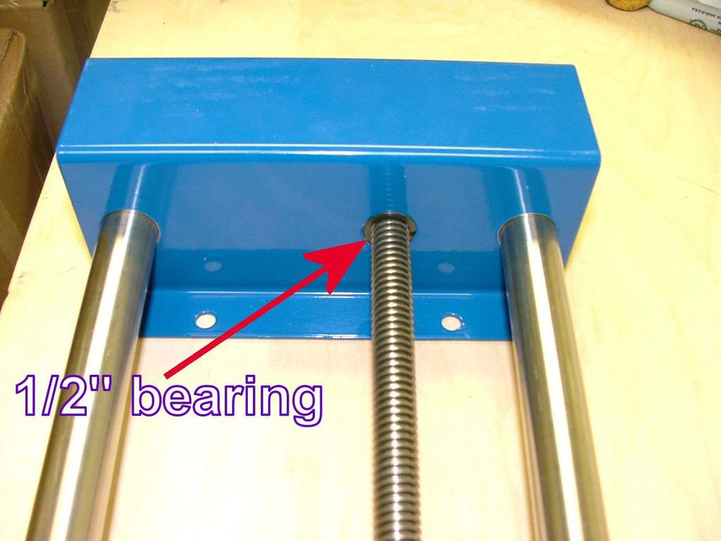 Locate the End Mount and insert the ½ bearing as shown above. At this point the slide should be assembled.