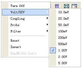 Set the channel vertical position to zero Invert: Turn on/off the invert function.