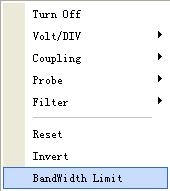 Limit was turned on. When the BW Limit was turned on, a B sign will be displayed at the bottom of display screen. Filter definition: None: without the Filter, read out the actual value directly.