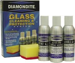 A glass cleaner even a good one cannot remove contamination that has bonded and, in some cases, has become embedded in the glass. But the Diamondite Glass Cleaning & Protection System can.