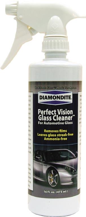 Remove stubborn smoker s film, bugs, and greasy road films to leave a streak-free, perfectly clear surface. Diamondite Perfect Vision Glass Cleaner gives you perfect vision of the road ahead.