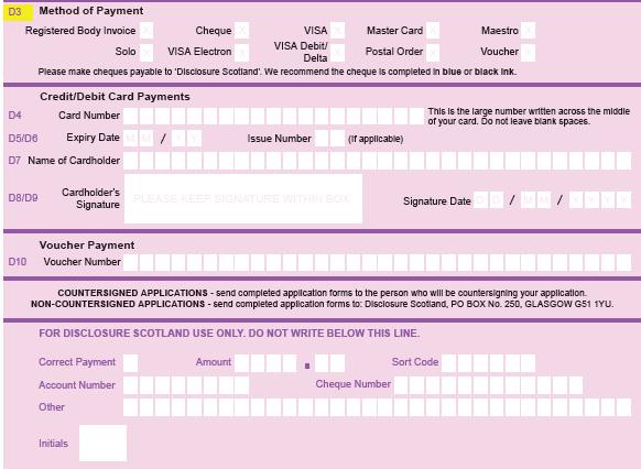 PART D PAYMENT CONT D D3 An X should be marked in the appropriate box.