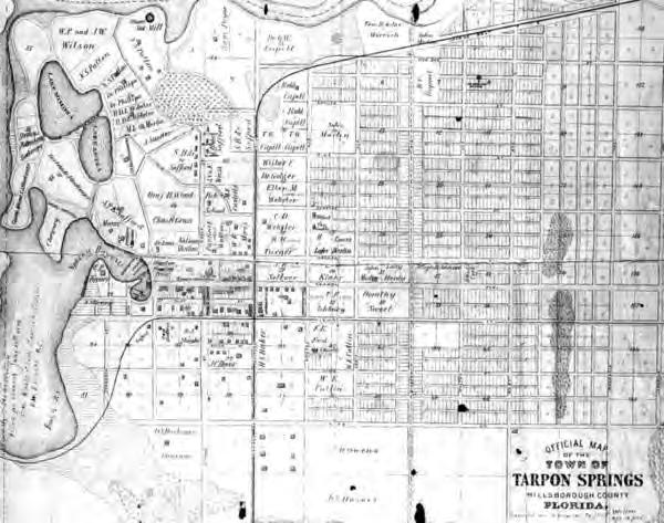 1883 Plat Map of Tarpon Springs Florida Photographic Collection,