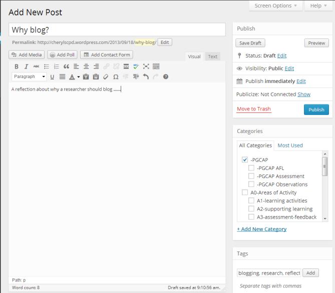 Create your first post 13. Click Posts and Add New to create your first blog post.