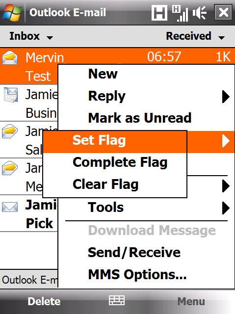 Lucrul cu mesajele de poştă electronică şi agenda de întâlniri din cadrul companiei 123 Pentru a semnaliza sau a anula semnalizarea unui mesaj 1. Deschideţi Outlook pe dispozitiv şi accesaţi Inbox. 2.