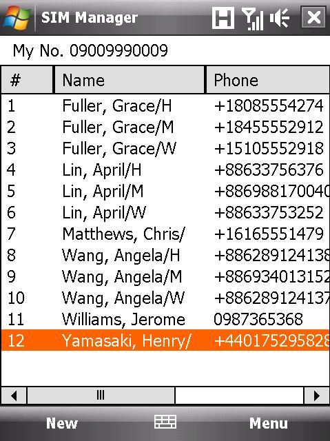 206 Programe Pentru a stoca numărul de telefon al propriei cartele SIM 1. În ecranul SIM Manager, apăsaţi Menu (Meniu) > Tools (Instrumente) > List of Own Numbers (Listă de numere proprii). 2.