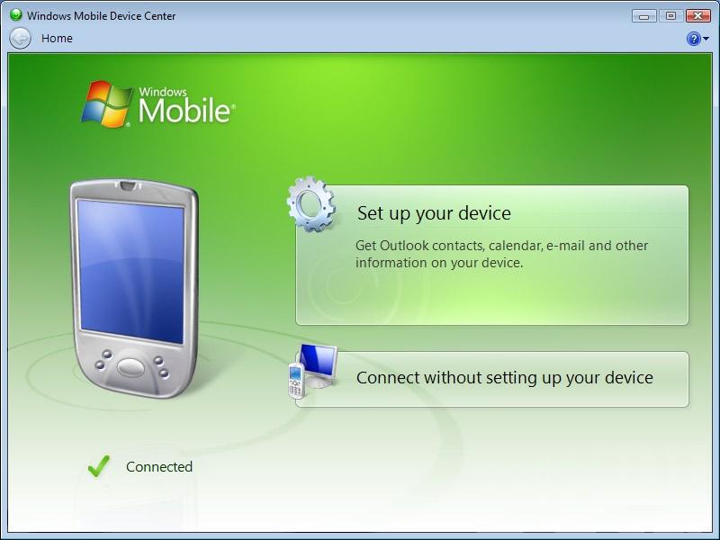 90 Sincronizarea informaţiilor cu computerul 3. În ecranul principal al Windows Mobile Device Center, faceţi clic pe Set up your device (Configurare dispozitiv).