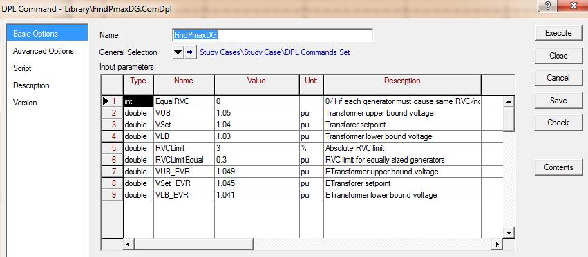 Figure B 1: Script user settings EqualRVC This setting specifies whether the script will increase the generators power such that the RVC level of each generator is the same.