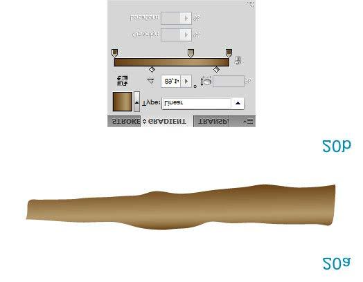 Step 20 Time to draw the branch now. Using the Pencil Tool (N) draw a fairly irregular shape (20a). Fill it with a brown gradient set so the top is lighter (20b).