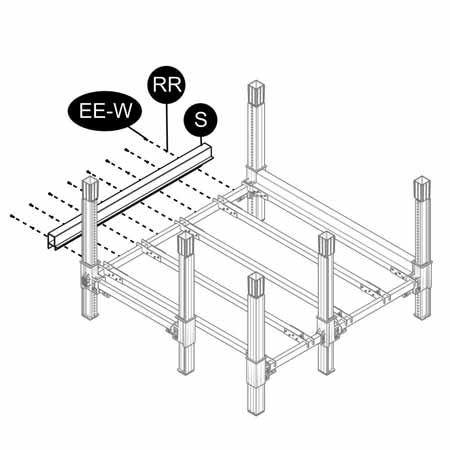 Landing Right & Left Turn R342 30. Attach Beam cover (S) to Landing crossbeam (P) with #14 x 1 in. white screws (EE). 30 Recommended Tool (not included): drill with 3/8 in.