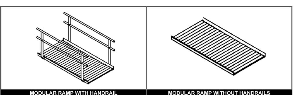 BASIC SYSTEM COMPONENTS: Because each ramp configuration will differ from one another, your system may or may not contain all of these basic system components: FIG. 44 A) RAMP i) Refer to FIG.