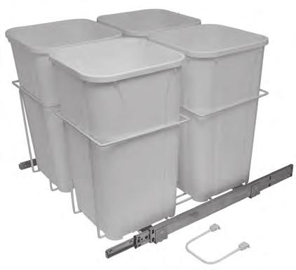 Bottom mount unit with full extension soft close slides. 110 lb. weight capacity. Single and double trash can units available.