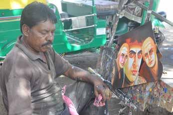 He started working with his father at a very young age when he was in 7th std. He had worked on Wallpaintings, Posters, Numberplates, Signboards and Portraits. He is also a professional photographer.