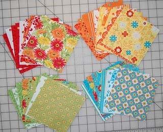 20" length of assorted ribbons Step 1: Sort and Prepare the Fabrics Open and sort the charm pack into 4